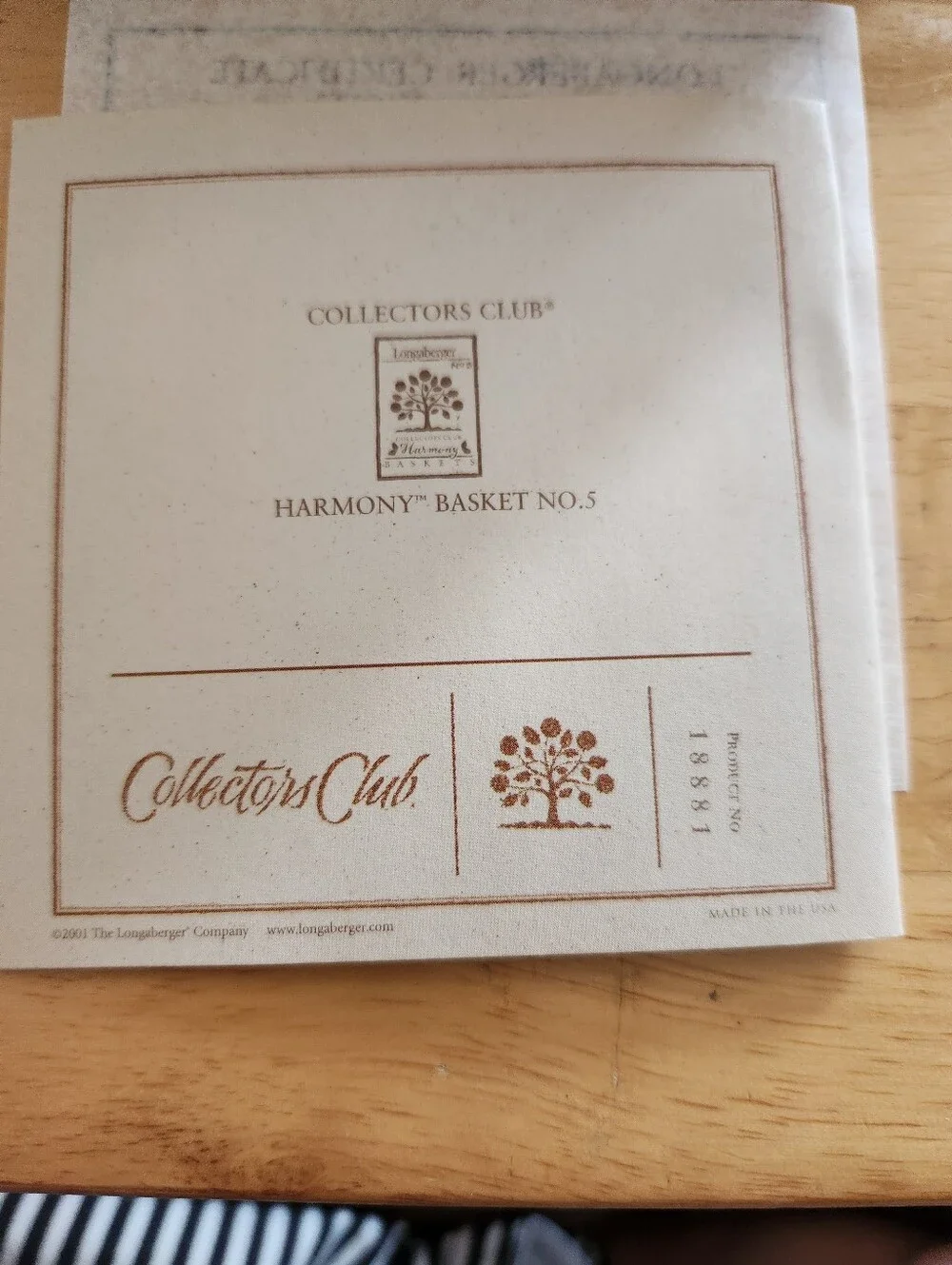 Longaberger Collectors Club No. 5 Harmony Basket